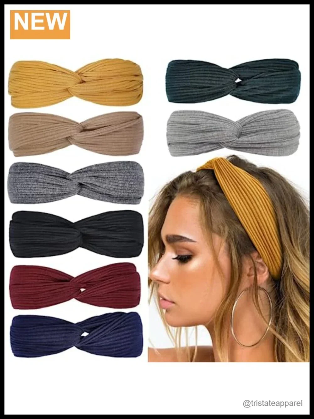 8 Pack Twist Knotted Stretchy Headbands for Women - Non Slip Yoga Workout Boho